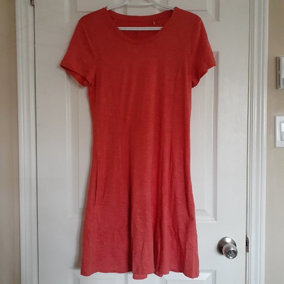 Toad&Co Women's Size Small Orange Windmere Fit and Flare Short Sleeve Dress - Picture 2 of 12